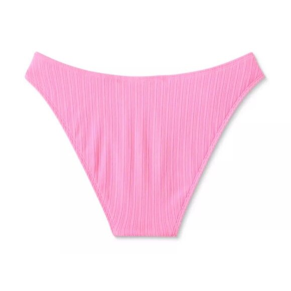 Wild Fable Size XL 16 Pink Plisse Texture Low Rise High Leg Bikini Swim Bottom - Picture 4 of 7